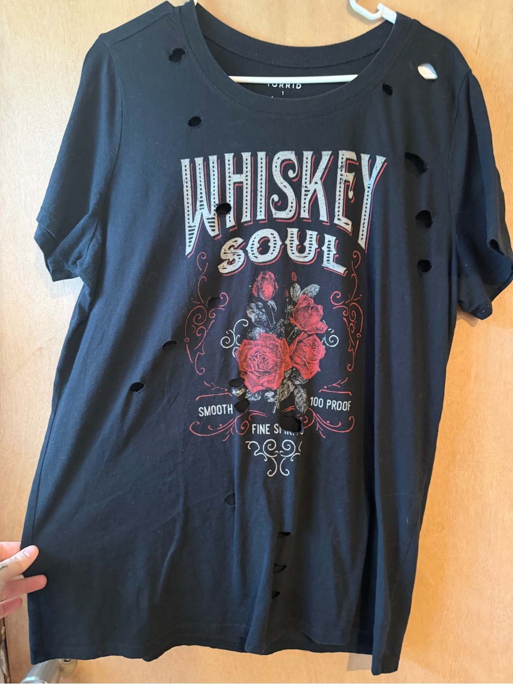 torrid Black 'Whiskey Soul' Graphic Tee with Red Rose Design